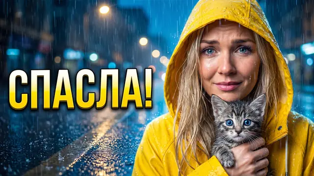Превью «Спасла котёнка под ливнем» – профессиональный режим